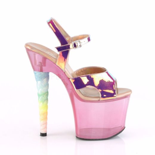 Product image of Pleaser Unicorn-711T Pink Shifting Tpu/Bubble Gum Pink Tinted, 7 inch (17.8 cm) Heel, 2 3/4 inch (7 cm) Platform Sandal Shoes