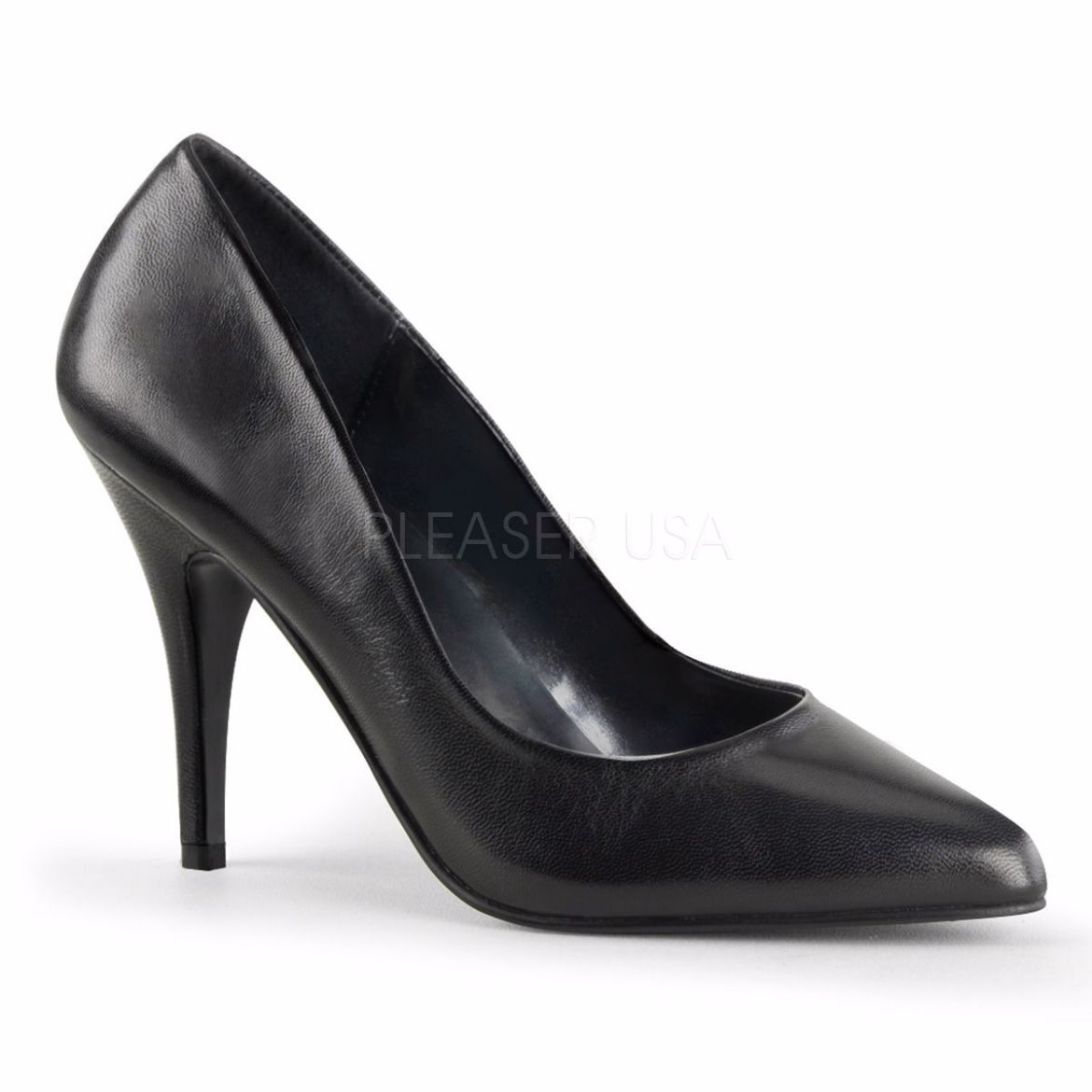 Product image of Pleaser Vanity-420 Black Leather, 4 inch (10.2 cm) Heel Court Pump Shoes