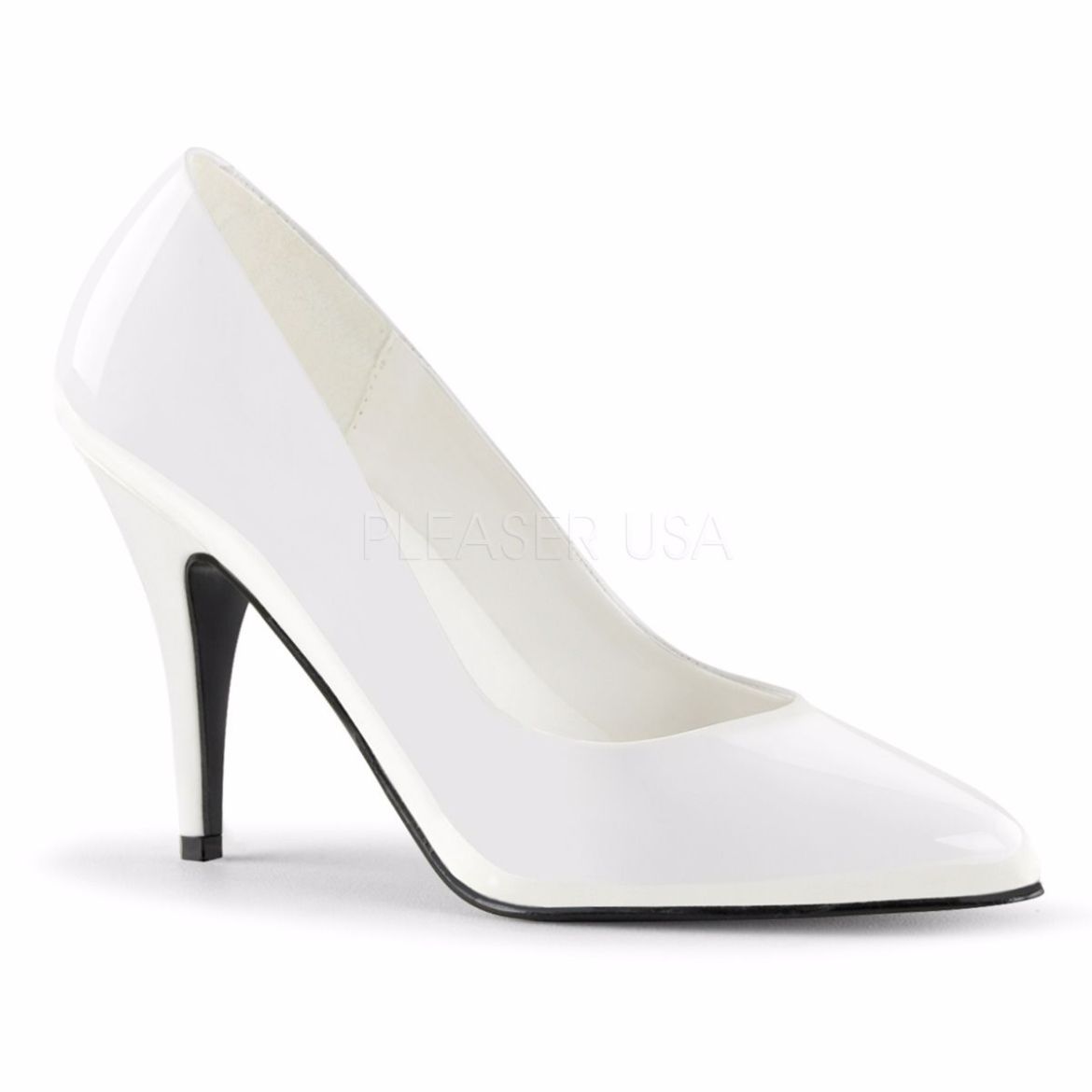 Product image of Pleaser Vanity-420 White Patent, 4 inch (10.2 cm) Heel Court Pump Shoes