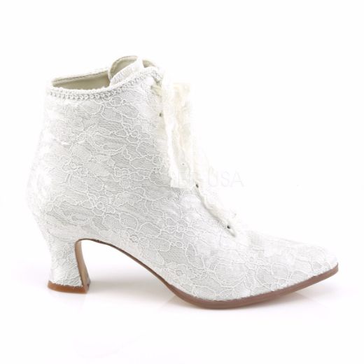 Product image of Fabulicious Victorian-30 Ivory Satin-Lace, 4 3/4 inch (12.1 cm) Heel, 1 inch (2.5 cm) Platform Ankle Boot