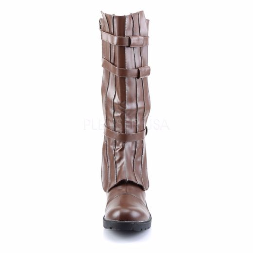 Product image of Funtasma Walker-130 Brown Pu, 1 1/4 inch (3.2 cm) Heel Knee High Boot