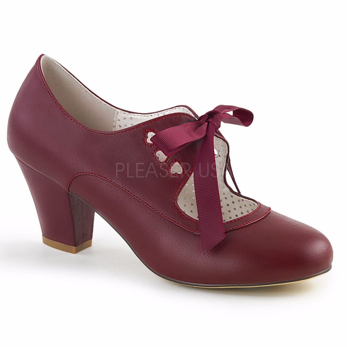 Product image of Pin Up Couture Wiggle-32 Burgundy Faux Leather, 2 1/2 inch (6.4 cm) Cuben Heel Court Pump Shoes