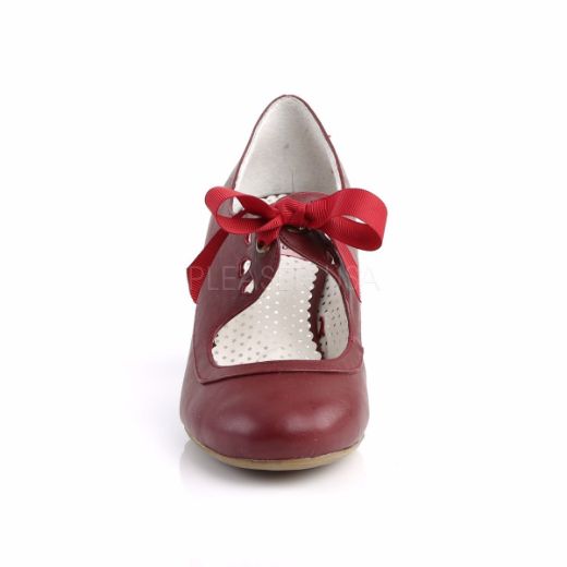 Product image of Pin Up Couture Wiggle-32 Burgundy Faux Leather, 2 1/2 inch (6.4 cm) Cuben Heel Court Pump Shoes