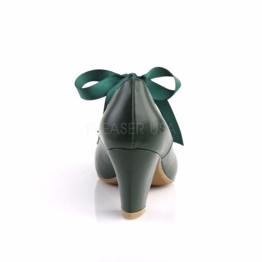 Product image of Pin Up Couture Wiggle-32 Dark Green Faux Leather, 2 1/2 inch (6.4 cm) Cuben Heel Court Pump Shoes