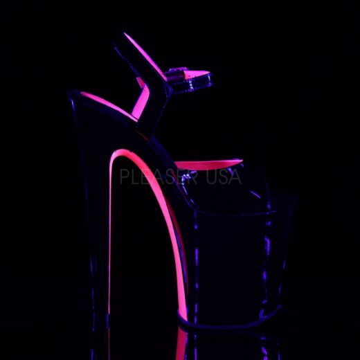 Product image of Pleaser Xtreme-809Tt Black Patent-Neon Hot Pink/Black, 8 inch (20.3 cm) Heel, 4 inch (10.2 cm) Platform Sandal Shoes