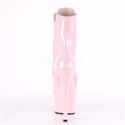 Product image of Pleaser ADORE-1020 Baby Pink Patent/Baby Pink 7 inch (17.8 cm) Heel 2 3/4 inch (7 cm) Platform Lace-Up Ankle Boot Side Zip
