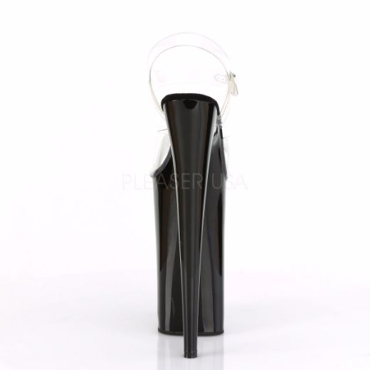 Product image of Pleaser BEYOND-008 Clear/Black 10 inch (25.5 cm) Heel 6 1/4 inch (16 cm) Platform Ankle Strap Sandal Shoes