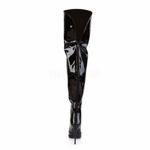 Product image of Pleaser COURTLY-3012 Black Patent 5 inch (11.6 cm) Stretch Thigh High Boot Back Zip