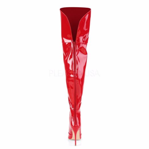 Product image of Pleaser COURTLY-3012 Red Patent 5 inch (11.6 cm) Stretch Thigh High Boot Back Zip
