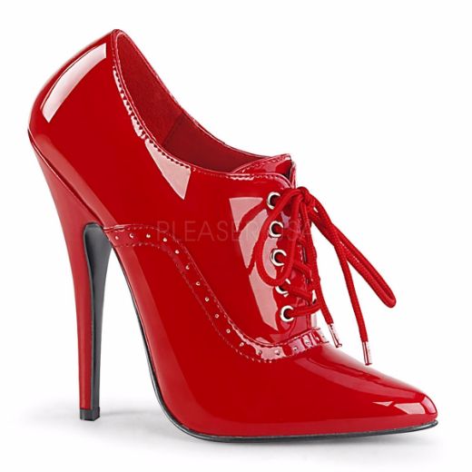 Product image of Devious DOMINA-460 Red Patent 6 inch (15.2 cm) Heel Oxford Lace-Up Pump Court Pump Shoes