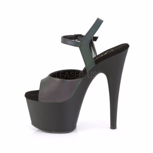 Product image of Pleaser ADORE-709REFL Green Multicolour Reflective/Black Matte 7 inch (17.8 cm) Heel 2 3/4 inch (7 cm) Platform Ankle Strap Sandal Shoes
