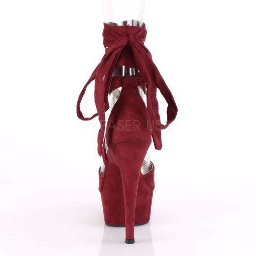 Product image of Pleaser DELIGHT-679 Burgundy Faux Suede/Burgundy Faux Suede 6 inch (15.2 cm) Heel 1 3/4 inch (4.5 cm) Platform Criss Cross Ankle Wrap Sandal Shoes