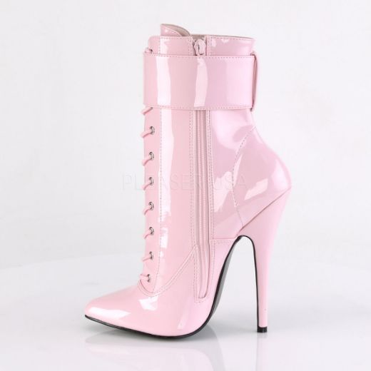 Product image of Devious DOMINA-1023 Baby Pink Patent 6 inch (15.2 cm) Heel Ankle Boot Side Zip
