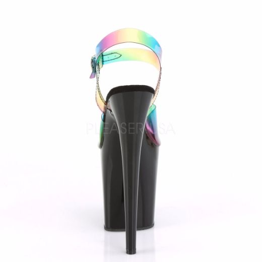 Product image of Pleaser FLAMINGO-808RB Rainbow Polyurethane (Pu)/Black 8 inch (20 cm) Heel 4 inch (10 cm) Platform Ankle Strap Sandal With  Rainbow Upper Shoes