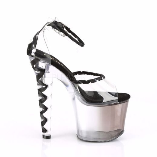 Product image of Pleaser LOVESICK-712T Clear-Black/Faded Black 7 inch (17.8 cm) Heel 3 1/4 inch (8.3 cm) Platform Ankle Strap D'orsay Sandal