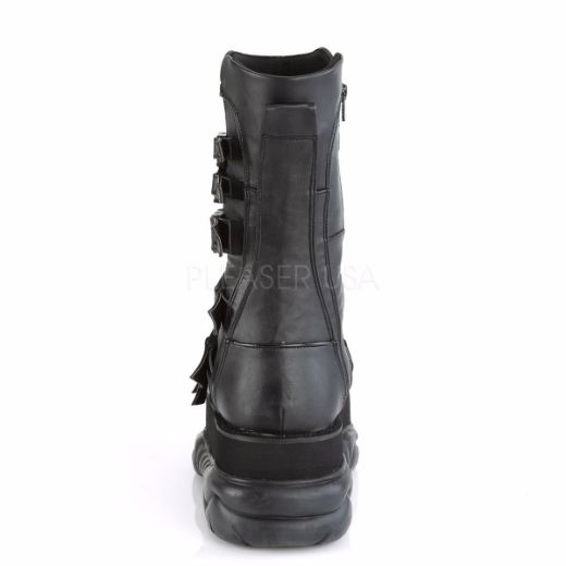 Product image of Demonia NEPTUNE-210 Black Vegan Faux Leather 3 inch Platform Mid Calf Boot Side Zip