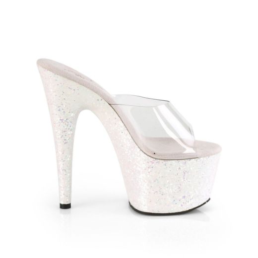 Product image of Pleaser ADORE-701LG Clear/Multicolour Multicolour Glitter 7 inch (17.8 cm) Heel 2 3/4 inch (7 cm) Platform Slide Slide Mule Shoes