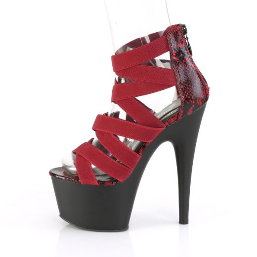 Product image of Pleaser ADORE-748SP Wine Elastic Band-Animal Print Print Patent/Black Matte 7 inch (17.8 cm) Heel 2 3/4 inch (7 cm) Platform Close Back Criss Cross Sandal Back Zip Shoes