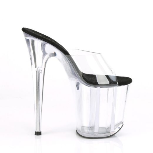 Product image of Pleaser FLAMINGO-801 Clear-Black/Clear 8 inch (20 cm) Heel 4 inch (10 cm) Platform Slide Slide Mule Shoes