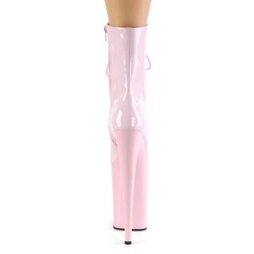 Product image of Pleaser INFINITY-1020 Baby Pink Patent/Baby Pink 9 inch (23 cm) Heel 5 1/4 inch (13.5 cm) Platform Lace-Up Front Ankle Boot Side Zip