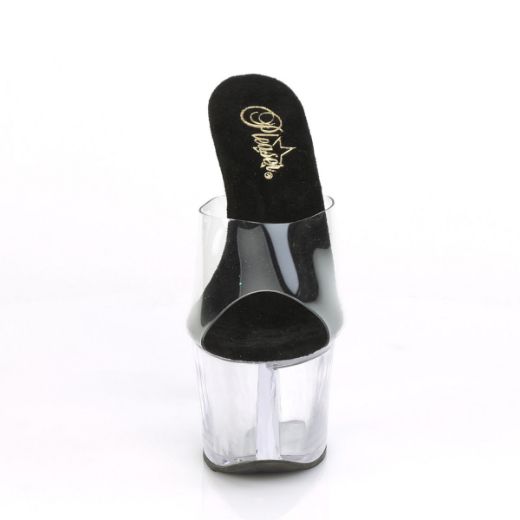 Product image of Pleaser SKY-301 Clear-Black/Clear 7 inch (17.8 cm) Heel 2 3/4 inch (7 cm) Platform Slide Slide Mule Shoes