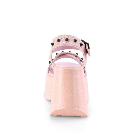 Product image of Demonia DYNAMITE-02 Baby Pink Glitter 5 inch Stars Cutout Platform Wedge Ankle Strap Sandal Shoes