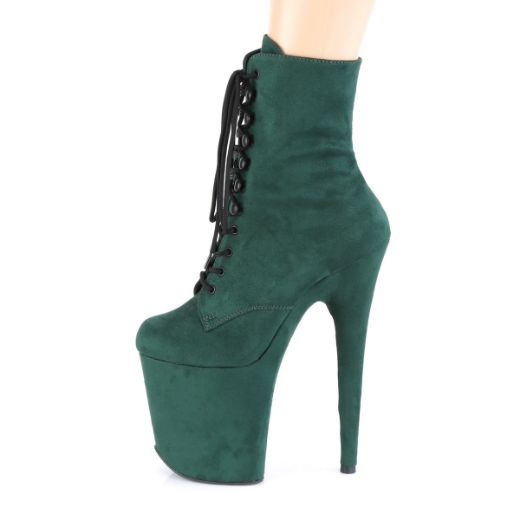 Product image of Pleaser FLAMINGO-1020FS Emerald Green F Faux Suede/Emerald Green F.Faux Suede 8 inch (20 cm) Heel 4 inch (10 cm) Platform Lace-Up Front Ankle Boot Side Zip