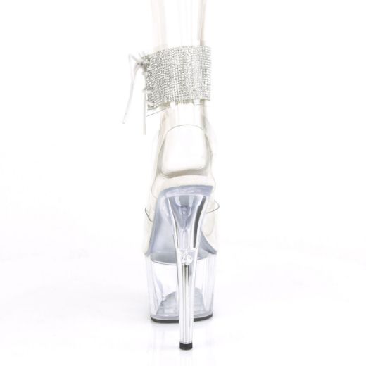 Product image of Pleaser ADORE-791-2RS Clear/Clear 7 inch (17.8 cm) Heel 2 3/4 inch (7 cm) Platform Ankle Cuff Sandal With Rhinestones Shoes