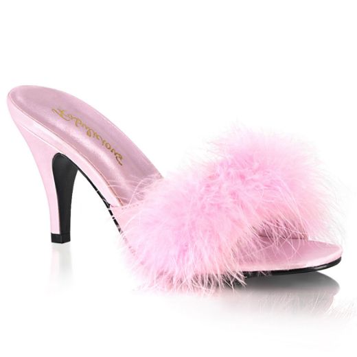 Product image of Fabulicious AMOUR-03 Baby Pink Polyurethane (Pu)-Faux Fur 3 inch (7.6 cm) Classic Faux Feathers Slipper