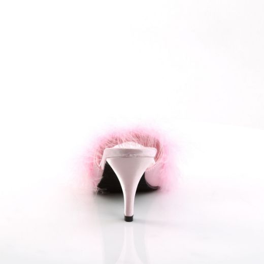 Product image of Fabulicious AMOUR-03 Baby Pink Polyurethane (Pu)-Faux Fur 3 inch (7.6 cm) Classic Faux Feathers Slipper