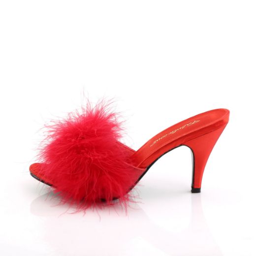 Product image of Fabulicious AMOUR-03 Red Polyurethane (Pu)-Faux Fur 3 inch (7.6 cm) Classic Faux Feathers Slipper