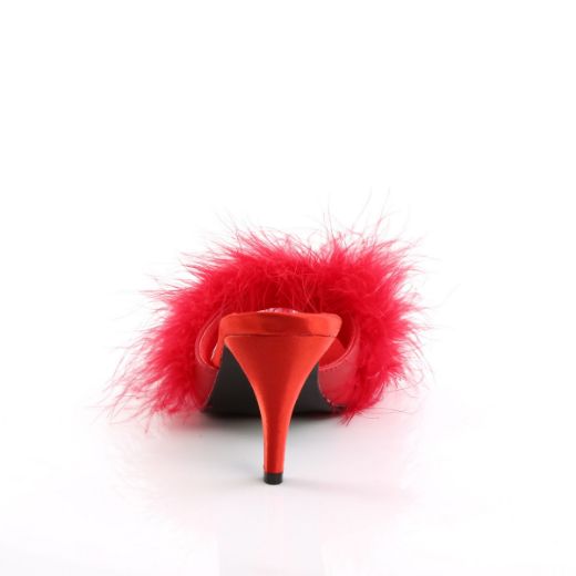 Product image of Fabulicious AMOUR-03 Red Polyurethane (Pu)-Faux Fur 3 inch (7.6 cm) Classic Faux Feathers Slipper