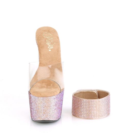 Product image of Pleaser BEJEWELED-712RS Clear/Rose Gold Multicolour Rhinestones 7 inch (17.8 cm)  Heel 2 3/4 inch (7 cm) Platform Sandal With Rhinestones