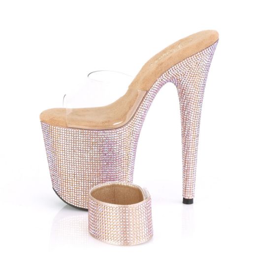 Product image of Pleaser BEJEWELED-812RS Clear/Rose Gold Multicolour Rhinestones 8 inch (20 cm) Heel 4 inch (10 cm) Platform Sandal With Rhinestones