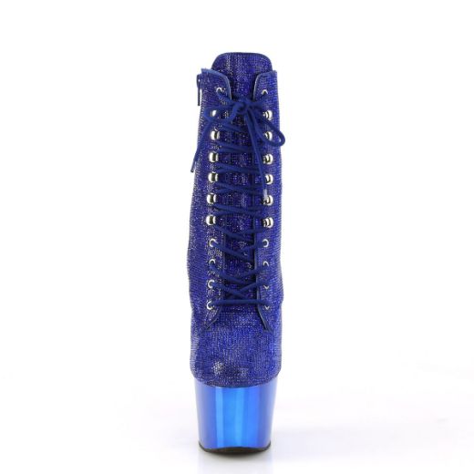 Image of Pleaser ADORE-1020CHRS Royal Blue RS/Royal Blue Chrome 7 Inch Heel  2 3/4 Inch PF RS Embellished Ankle Boot Side Zip