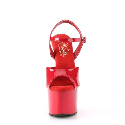 Image of Pleaser PASSION-709 Red Pat/Red 7 Inch Heel 2 3/4 Inch PF Ankle Strap Sandal