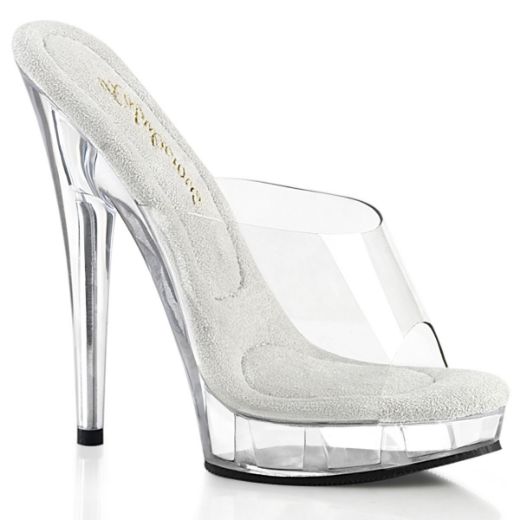 Image of Fabulicious SULTRY-601 Clr/Clr 6 Inch Heel 1 Inch PF Peep Toe Slide