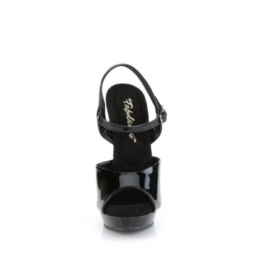 Image of Fabulicious SULTRY-609 Blk Pat/Blk 6 Inch Heel 1 Inch PF Ankle Strap Sandal