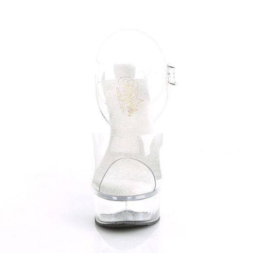 Image of Pleaser EXCITE-608 Clr/Clr 6 Inch Heel 1 3/4 Inch PF Ankle Strap Sandal