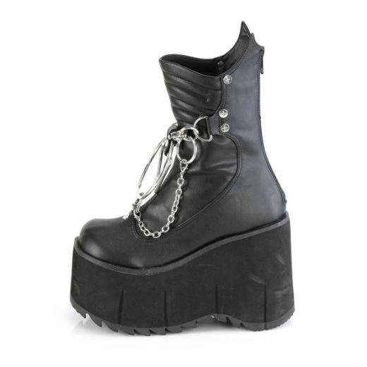 Image of Demonia KERA-130 Blk Vegan Leather 4 1/2 Inch Platform Calf High Boot Metal Back Zip