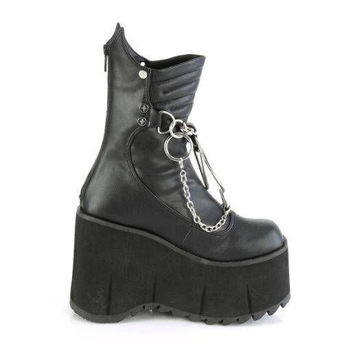 Image of Demonia KERA-130 Blk Vegan Leather 4 1/2 Inch Platform Calf High Boot Metal Back Zip