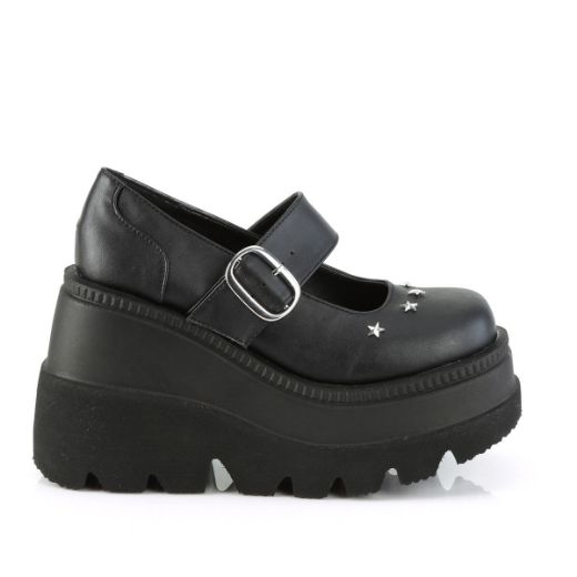 Image of Demonia SHAKER-23 Blk Vegan Leather 4 1/2 Inch Wedge PF Maryjane