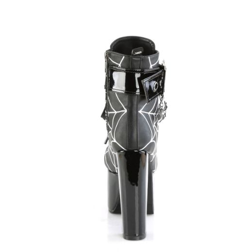 Image of Demonia TORMENT-51 Blk Vegan Leather 5 1/2 Inch Heel 3 Inch PF Lace-Up Ankle Boot Side Zip