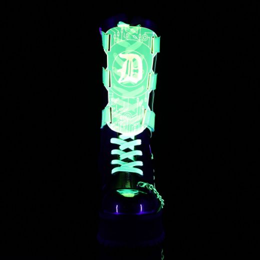 Image of Demonia GRAVEDIGGER-255 Blk Vegan Leather 2 3/4 Inch Platform Lace-Up Mid Calf Boot Inside Zip