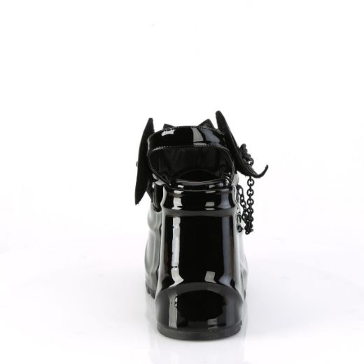 Image of Demonia WAVE-20 Blk Pat 6 Inch Wedge PF Close Toe Ankle Strap Sandal