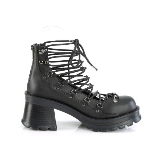 Image of Demonia BRATTY-32 Blk Vegan Leather 2 3/4 Inch Heel 1 Inch Platform Lace-Up Ankle High Shoe