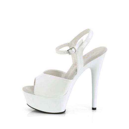 Image of Pleaser EXCITE-609 Wht Pat/Wht 6 Inch Heel 1 3/4 Inch PF Ankle Strap Sandal