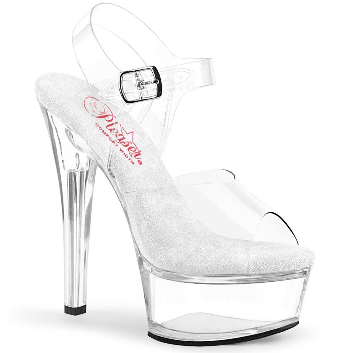 Image of Pleaser GLEAM-608 Clr/Clr 6 Inch Heel 1 3/4 Inch PF Ankle Strap Sandal