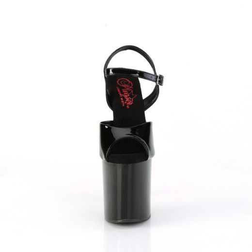 Image of Pleaser NAUGHTY-809 Blk Pat/Blk 8 Inch Heel 4 Inch PF Ankle Strap Sandal