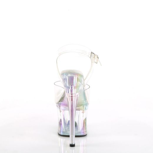 Image of Pleaser ESTEEM-708RBP Clr/Clr Hologram 7 Inch Heel 3 Inch PF Ankle Strap Sandal